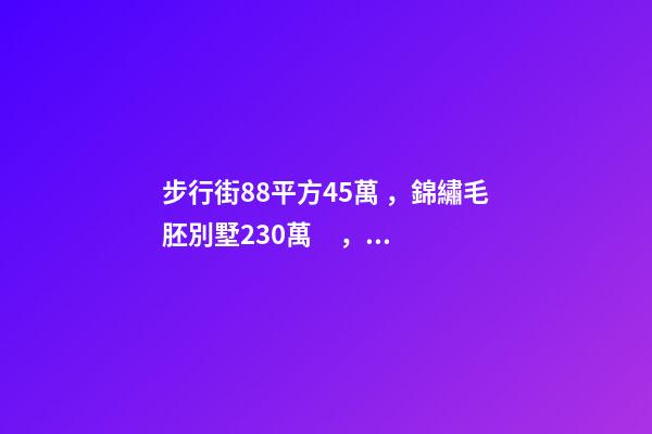 步行街88平方45萬，錦繡毛胚別墅230萬，城南自建房273平帶院165萬